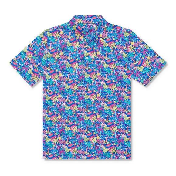 CHUBBIES The Tropical Bunch Performance Polo 2.0 Shirt Large NWT Banana Palm - Picture 2 of 5